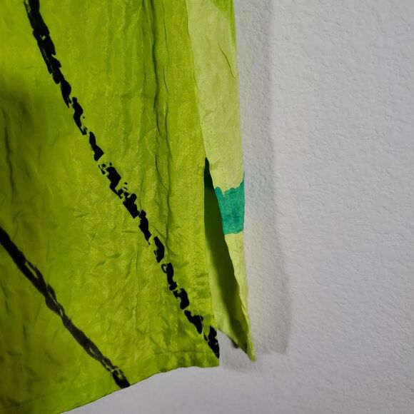 Alexis Abrams Tunic Top Large Green Handpainted Crinkle Silk Artwear Artsy Boho - Picture 7 of 12